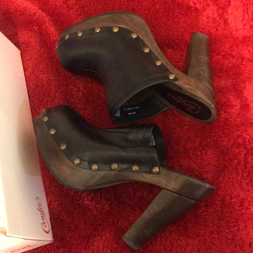 COPY - CANDIES Leather Jeweled Boots Wedges Heels